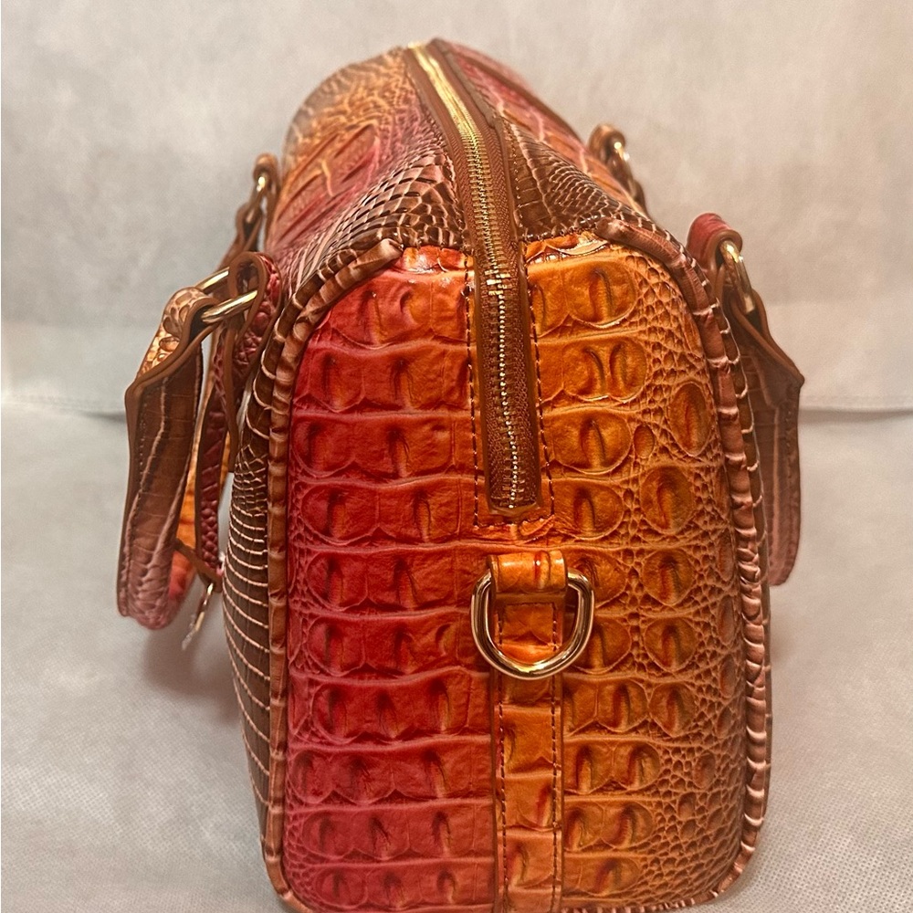 Elegant Brown and Orange Crocodile Embossed Handbag - New - Picture 2 of 4